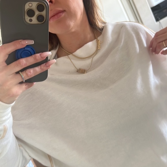 Free People Cream Sweater w/ Zipper Accent S - Picture 4 of 7